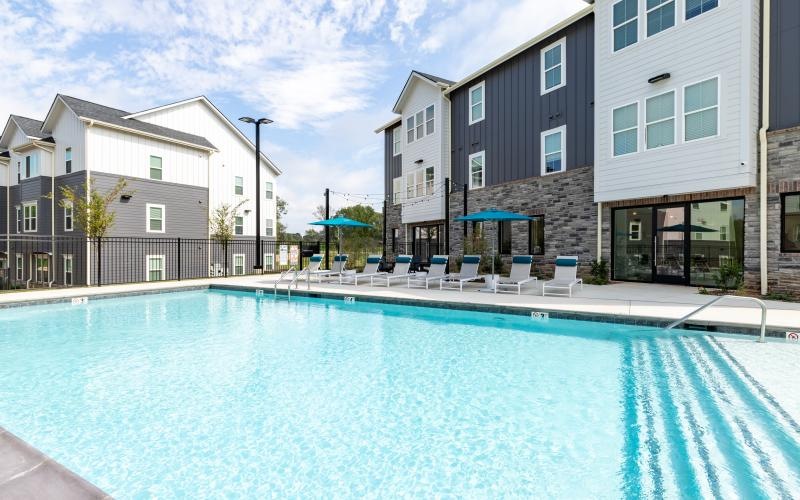 a swimming pool in a courtyard